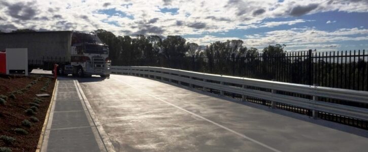 access road safety barrier with rhino stop truck guard